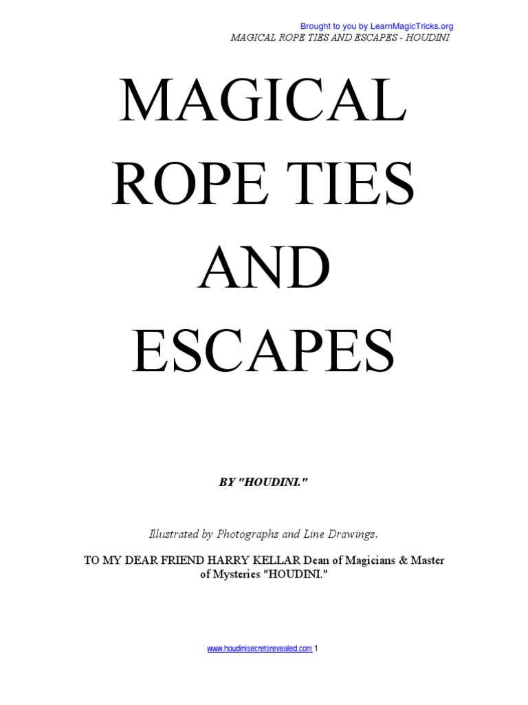 Magical Rope Ties & Escapes PDF Knot Harry Houdini