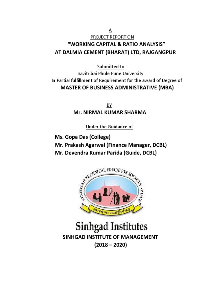 Working capital ratio analysis at dalmia cement bharat ltd pdf