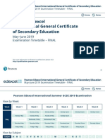 Edexcel IGCSE Summer 2019 Exam Timetable