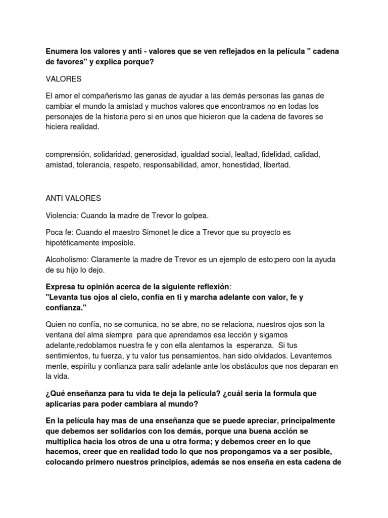 Analisis Pelicula Cadena de Favores | PDF