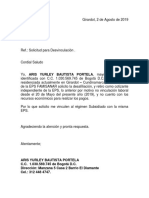 Solicitud desvinculación EPS Famisanar régimen contributivo a subsidiado