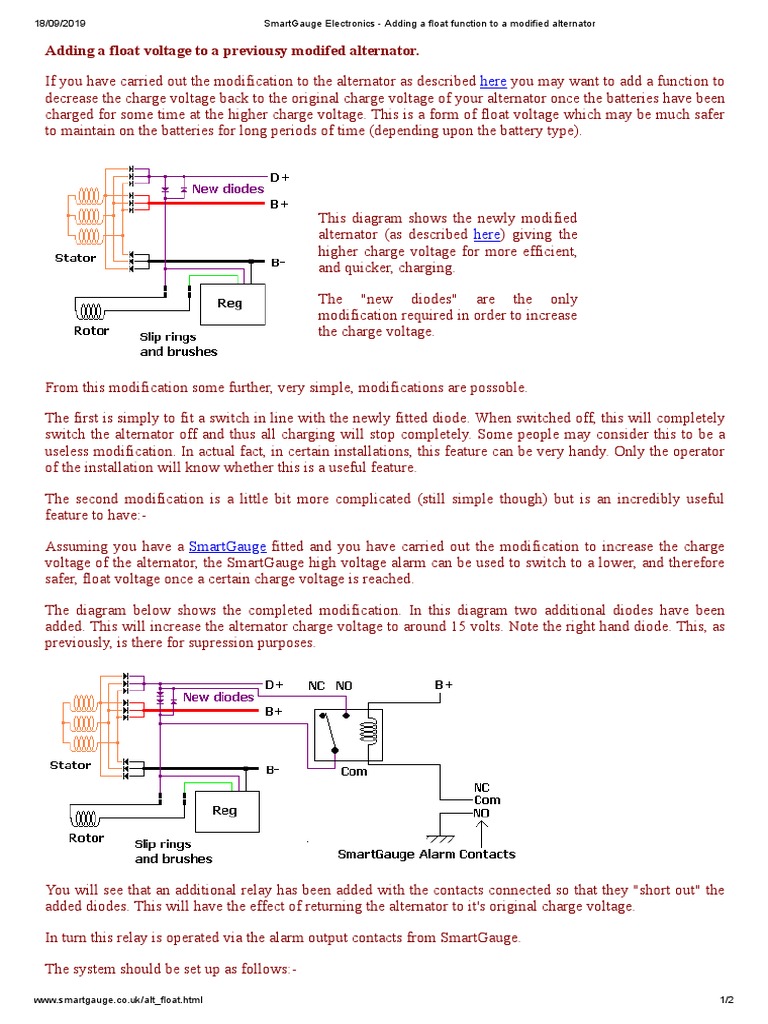 SmartGauge Electronics Adding A Float Function To A Modified Alternator PDF Diode Relay