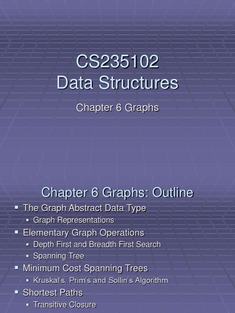 CS235102 Data Structures: Chapter 6 Graphs | PDF | Vertex (Graph Theory ...
