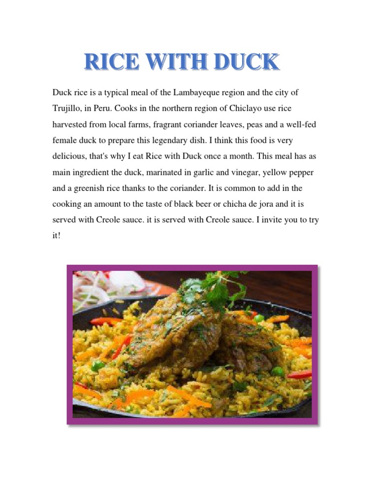 Rice with Duck: A Lambayeque Delight | PDF