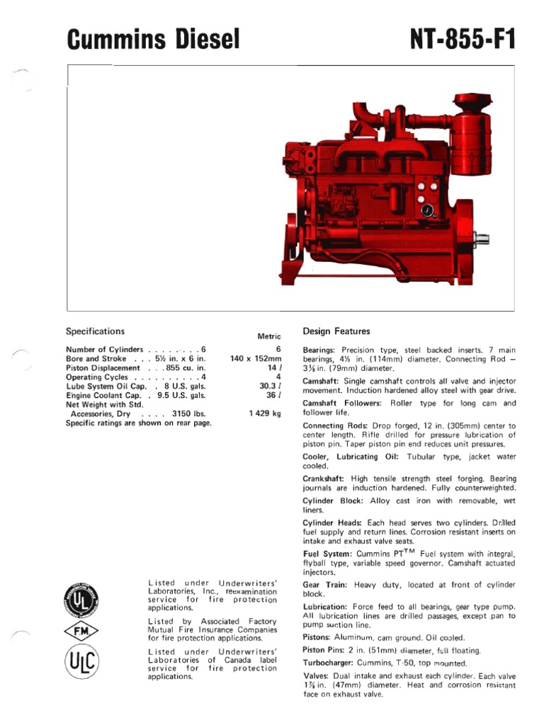Cummins NT 855 f1 Specs | PDF