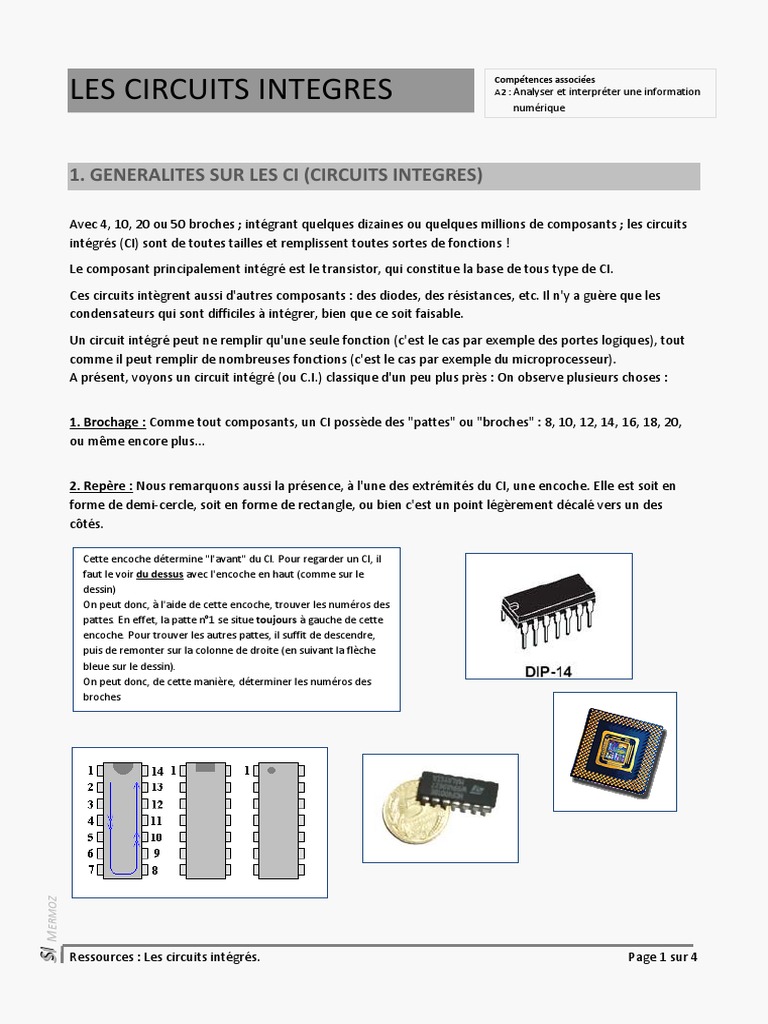 Électronique Industrielle - Circuit intégré Le circuit intégré (CI