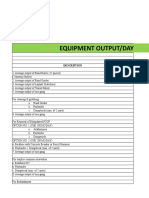 Equipment Output/Day: Description