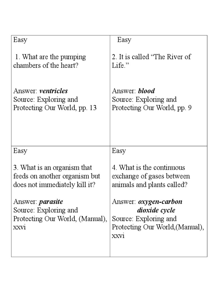 Science Quiz Bee Questions PDF Earth Heart