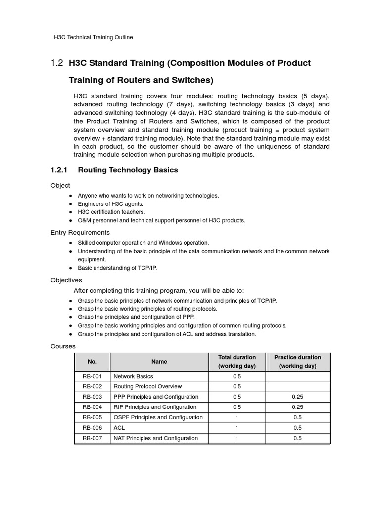 H3C Networking Training Modules Overview | PDF | Network Switch ...