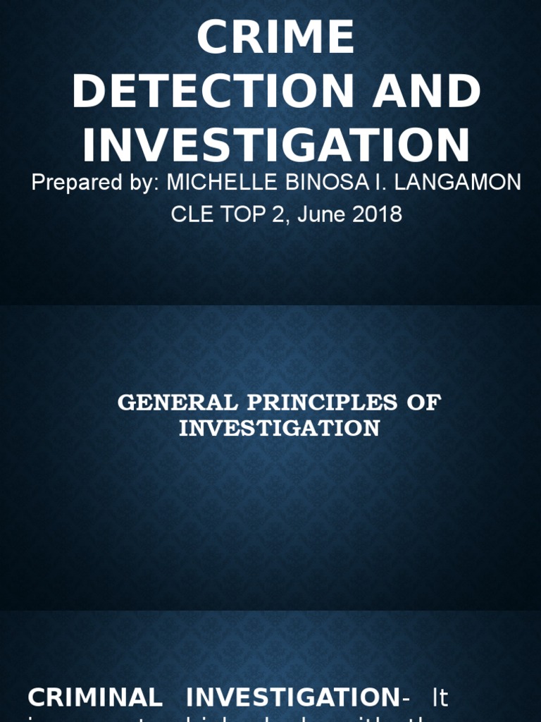 Principles of Criminal Investigation | PDF | Crime Scene | Search And ...