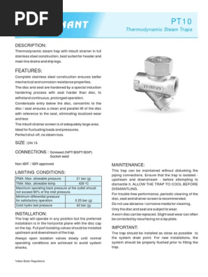 Pennant Purgadores  PDF  Valve  Stainless Steel