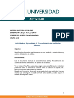 Actividad de Aprendizaje 1 Procedimiento de Auditorías Internas