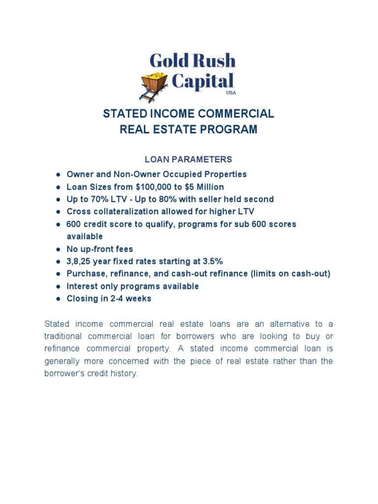 Loan Program - Stated Commercial | PDF | Refinancing | Loans