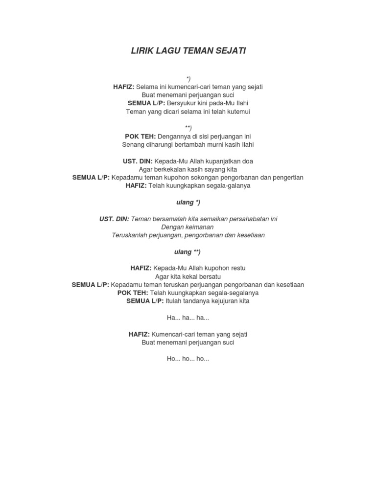 Koleksi Lirik Lagu Melayu