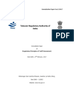 Consultation - Paper - TRAI and Tariff Regulation in India