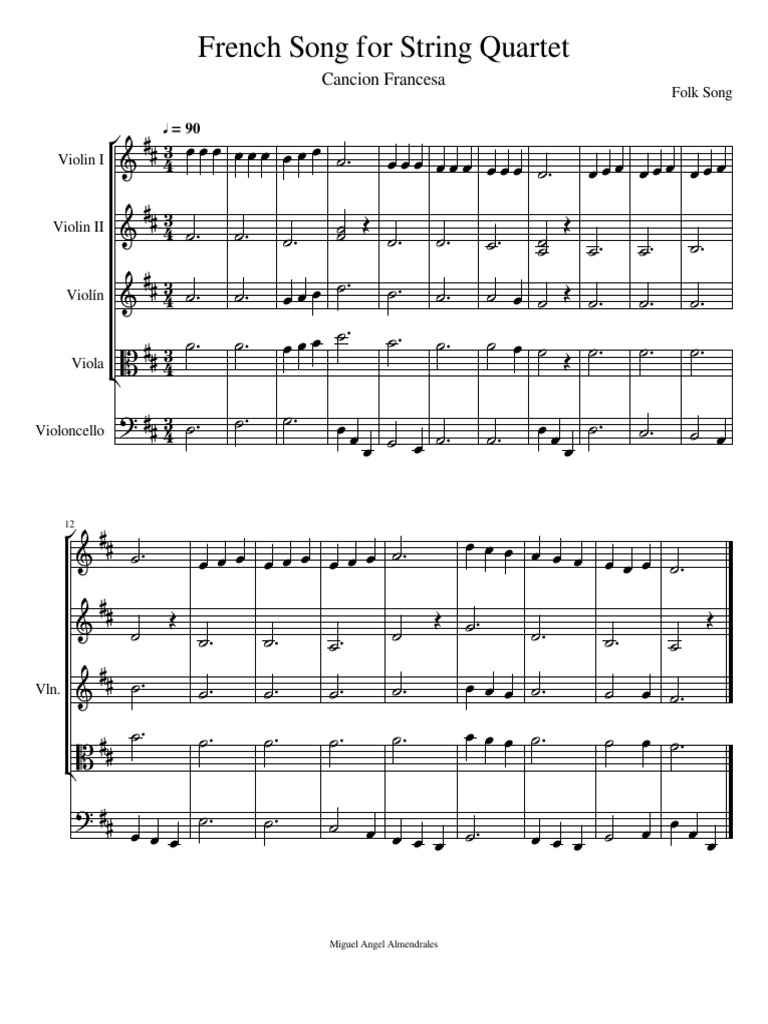 French Folk Song for Strings | PDF | Violin | Cello