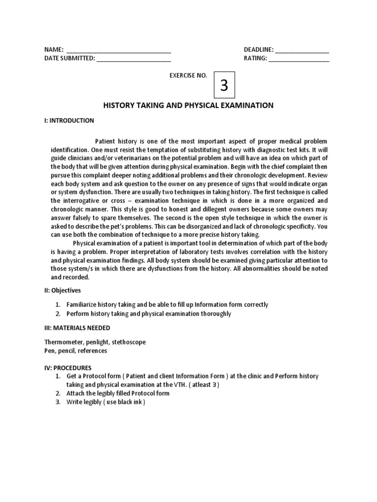 Activity 3 History Taking and Physical Examination PDF Physical