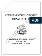 Government Polytechnic Muzaffarpur: Lab Manual of Metrology & Quality Control Lab SUBJECT CODE - 1625506