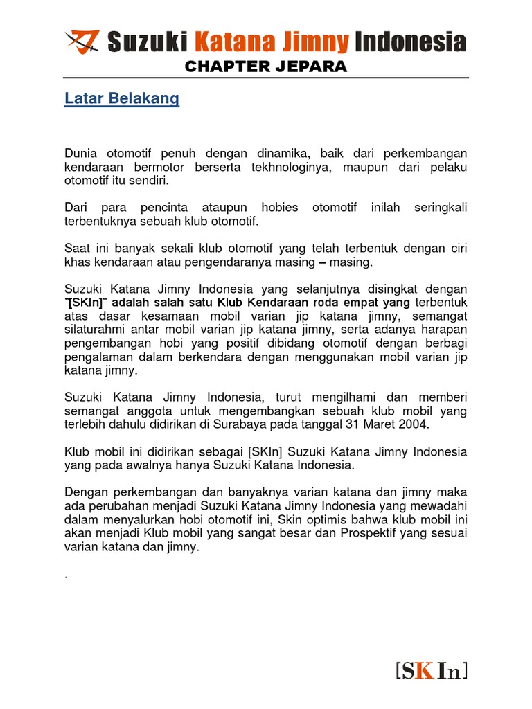 Proposal Skin Jepara | PDF