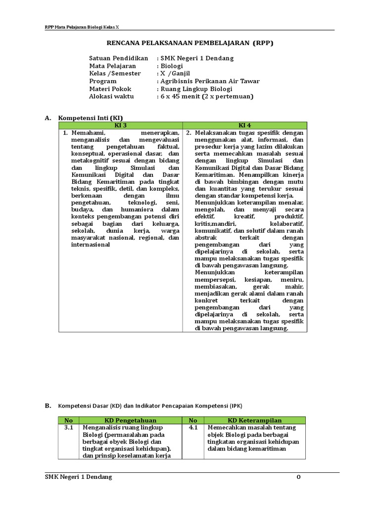 Rpp Kelas X Smk
