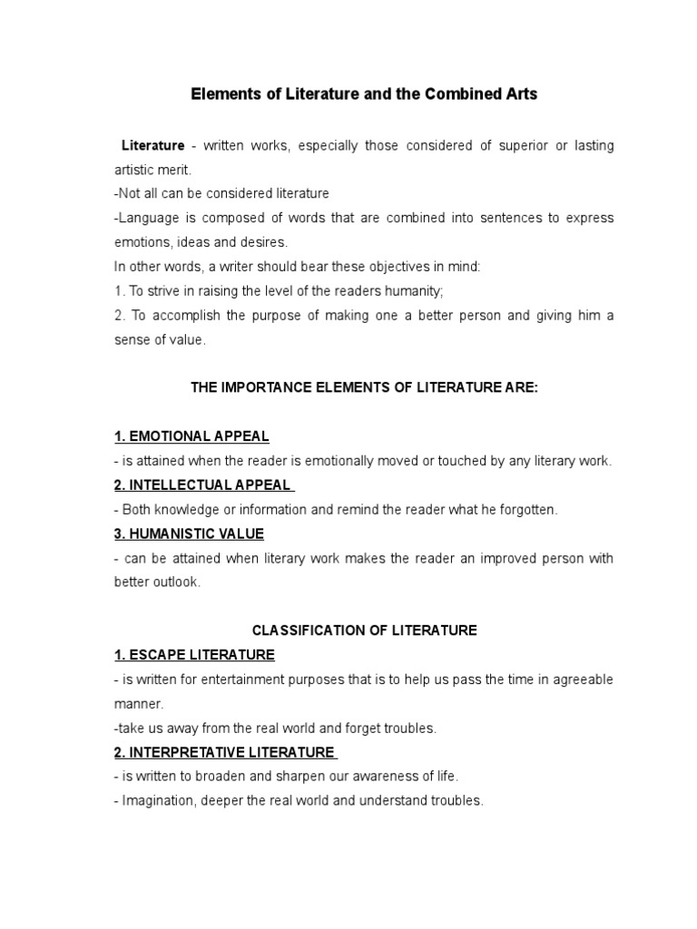 Elements of Literature and The Combined Arts | Download Free PDF ...