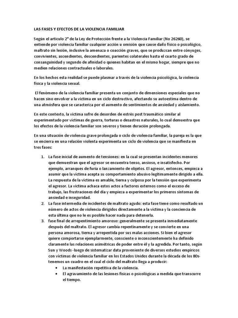 Ciclo y Efectos de la Violencia Familiar | PDF | Violencia doméstica ...