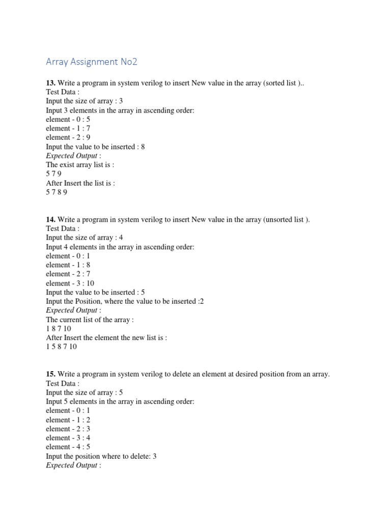 Array Assignment No2: Expected Output | PDF | Matrix (Mathematics ...