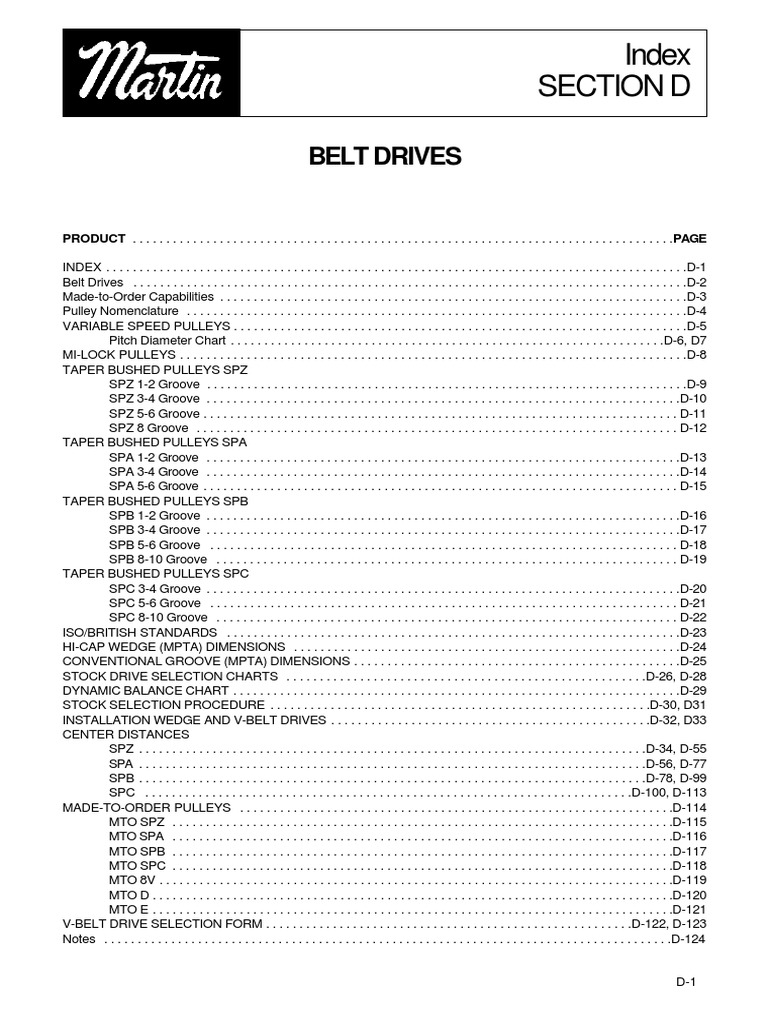 Martin Catalogue V Pulley PDF Belt (Mechanical) Manufactured Goods