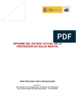 Informe Del Estado Actual de La Prevención en Salud Mental: Real Patronato Sobre Discapacidad