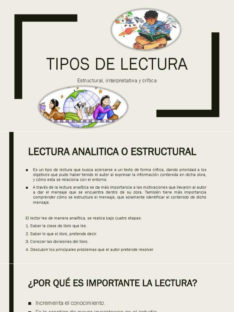 Tipos De Lectura Estructural, interpretativa y crítica