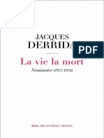Jacques Derrida La Vie La Mort Seminaire 19751976