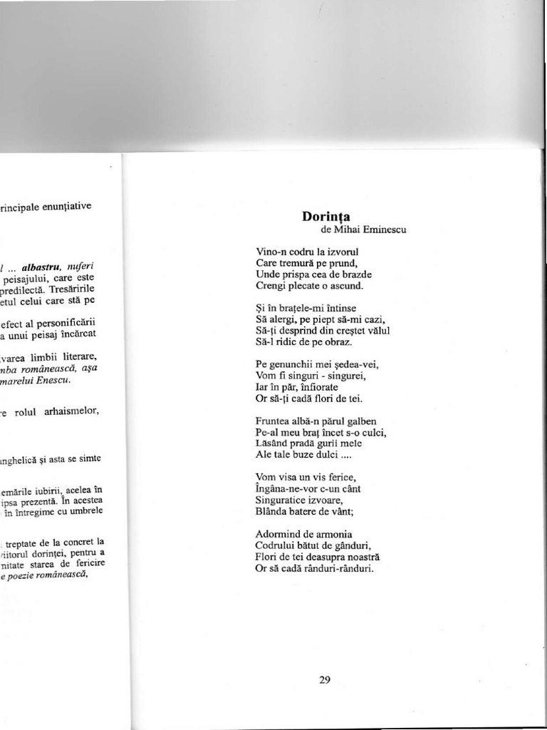 Poezie Dorinta Mihai Eminescu