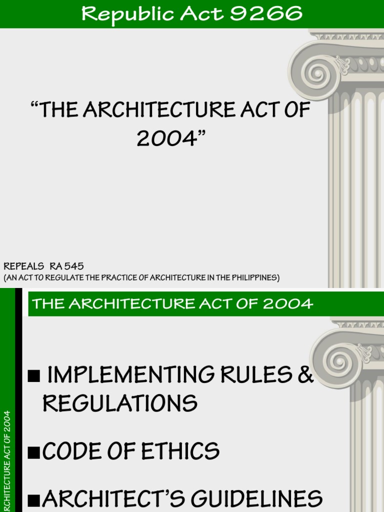Bldg. Laws - Ra 9266 | PDF | Licensure | Architect