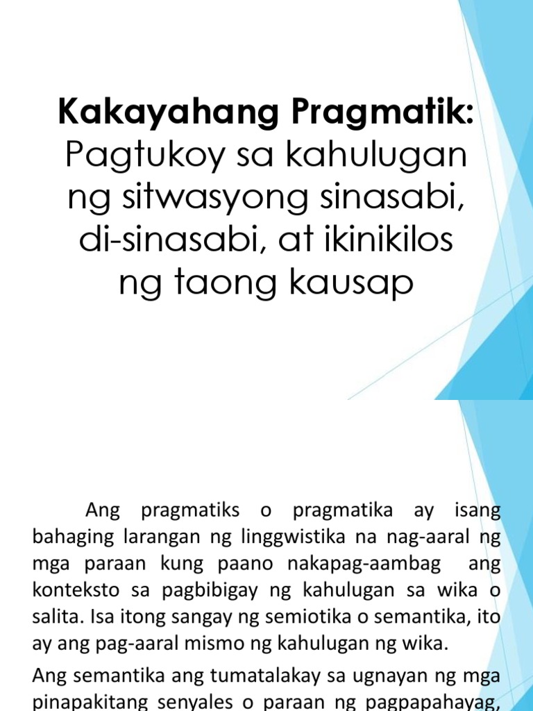 Kakayahang Pragmatik Pdf