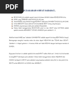 Muzakarah 6 Sifat Sahabat Pdf