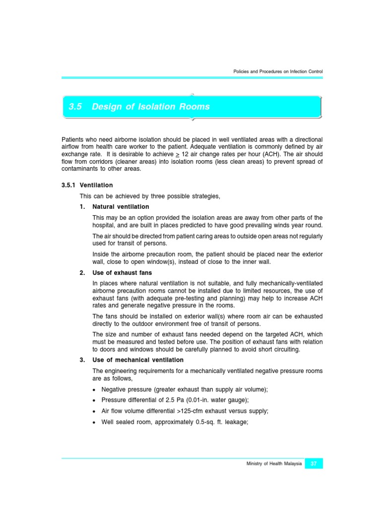 Design of Isolation Room | PDF | Ventilation (Architecture) | Building ...