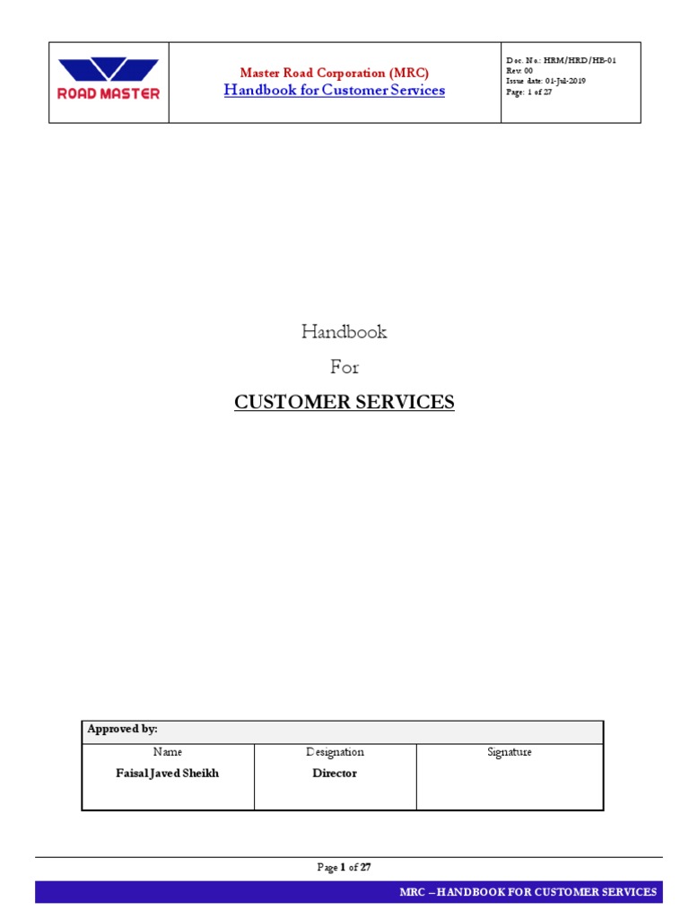 MRC Customer Services Handbook | PDF | Corporate Social Responsibility ...