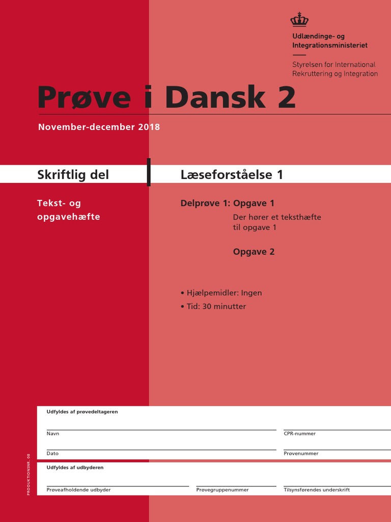 Prøve i Dansk 2 PD2_V2018_P.nr.08 | PDF