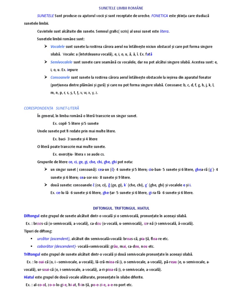 Sunetele Limbii Romane - Grupuri de Sunete | PDF