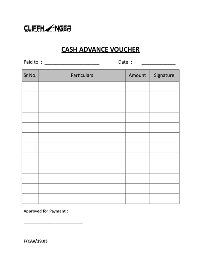 Cash Advance Voucher Template | PDF