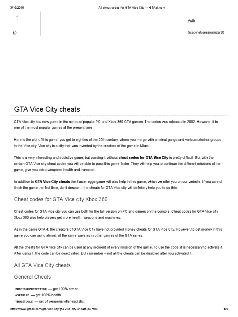 GTA Vice City Cheats For PlayStation, Xbox, And PC