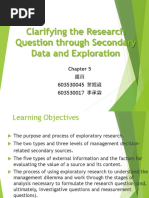 Clarifying The Research Question Through Secondary Data and Exploration