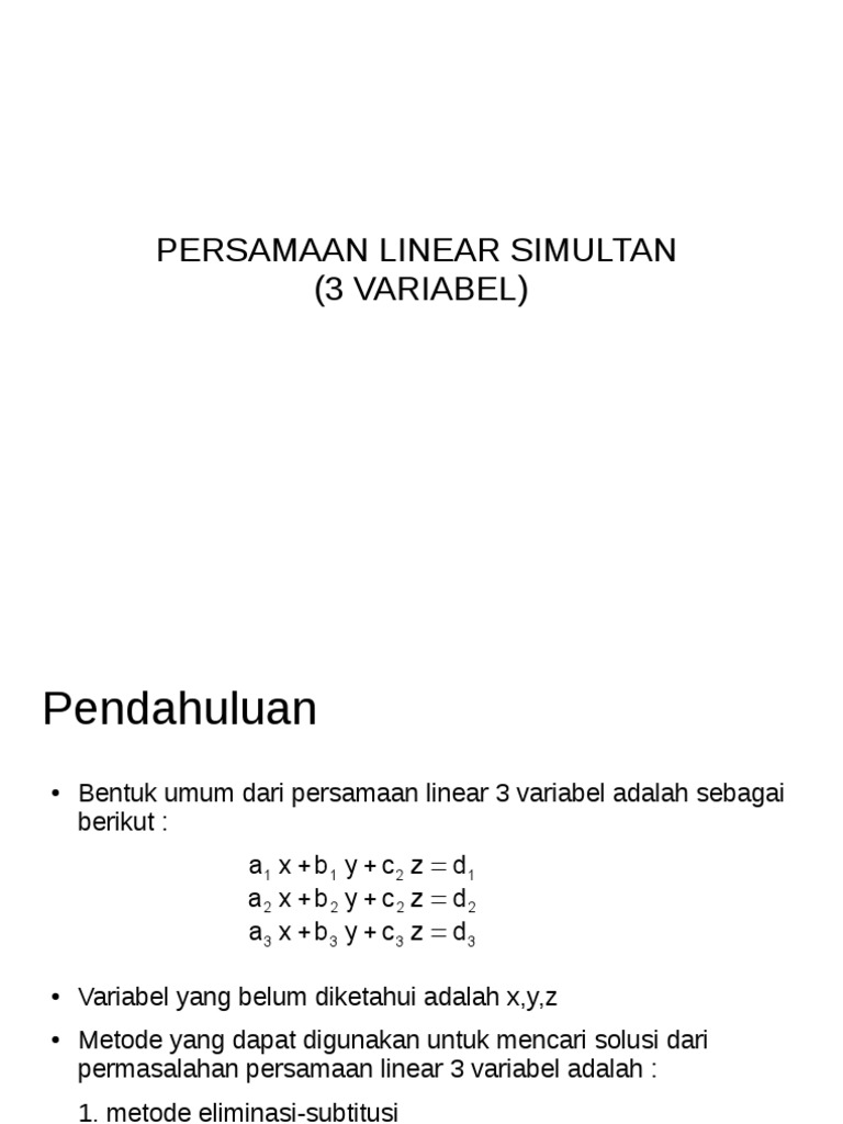 Persamaan Linear 3 Variabel | PDF