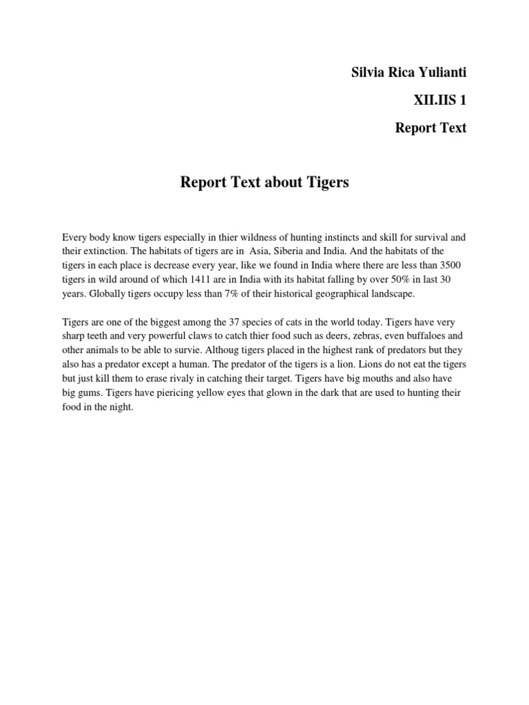 Report Teks tentang Harimau | PDF