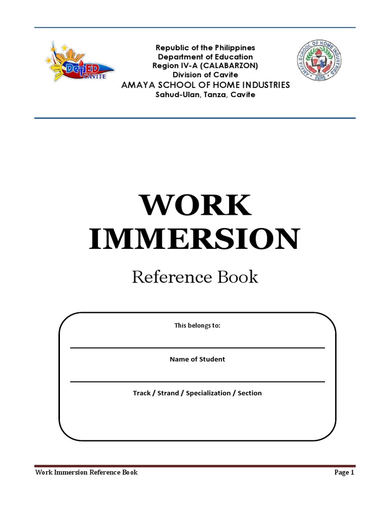Work Immersion Guide for Amaya Students | PDF | Employment | Business