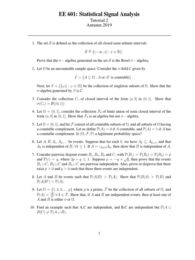 Tutorial 2 Measure Theory Mathematical Concepts
