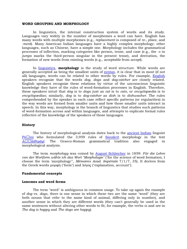 Morphological Rules in Word Grouping | PDF | Morphology (Linguistics ...
