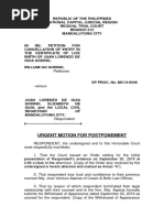 Urgent Motion For Postponement by JOLO and EDG