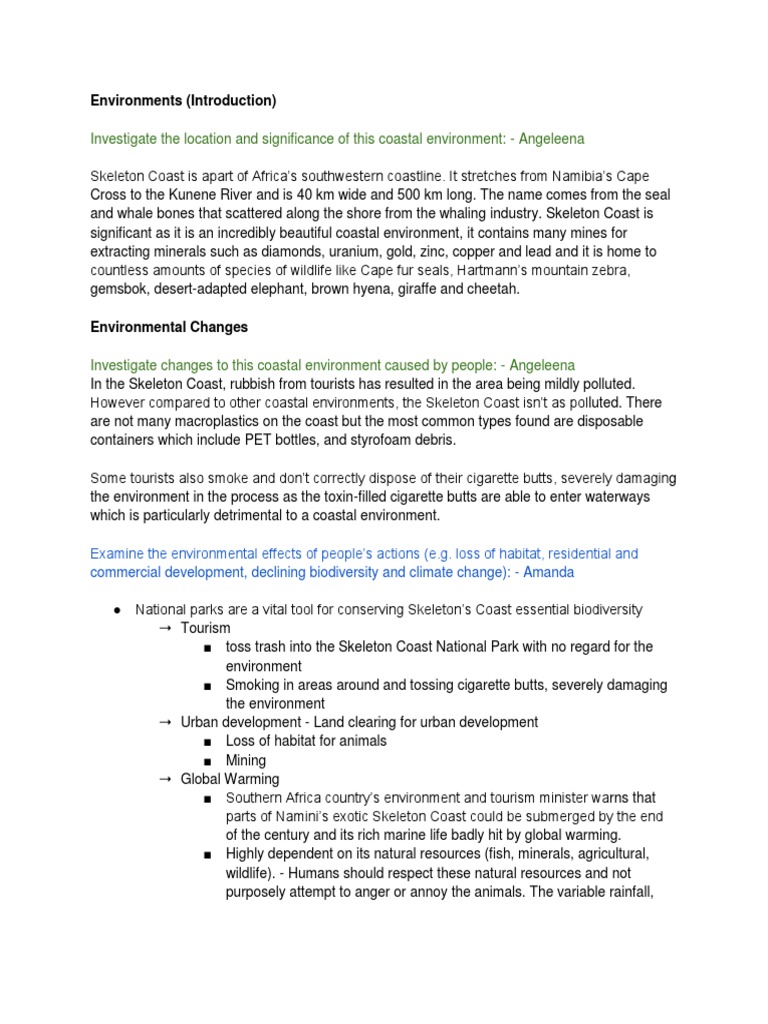 Introduction + Environmental Changes | PDF | Coast | Wildlife
