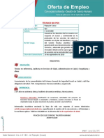 Tecnico No Pos: Lugar de Trabajo: Tipo de Contrato: Salario